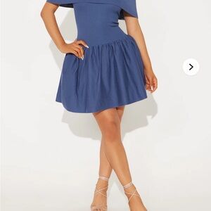 COPY - Elegant Blue Off-Shoulder Dress